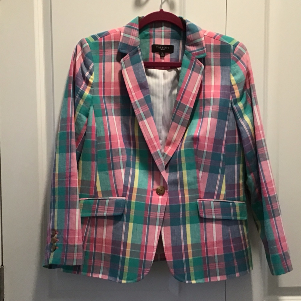 Talbots Multicolor Plaid Blazer
